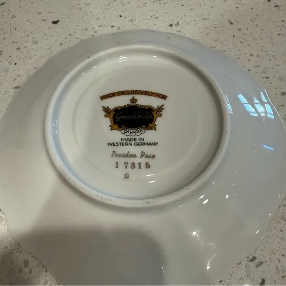 Floral Teacup and Saucer Set with Gold Trim - Picture 3 of 4